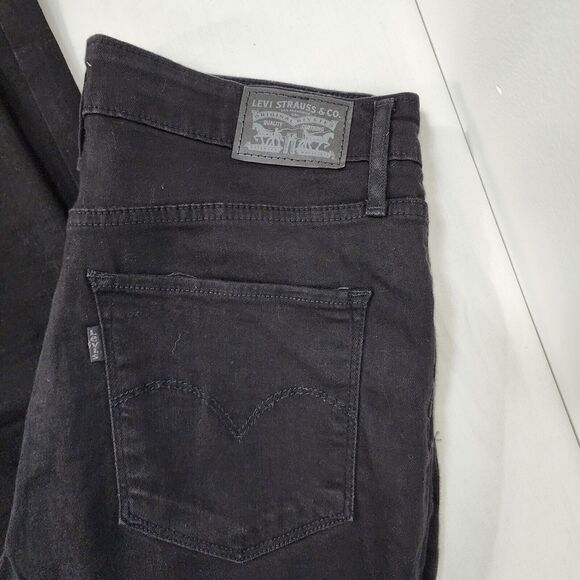 Levis Strauss Womens Jeans Size 32 L30 721 High Rise Skinny Denim Black Stretch - Picture 6 of 11